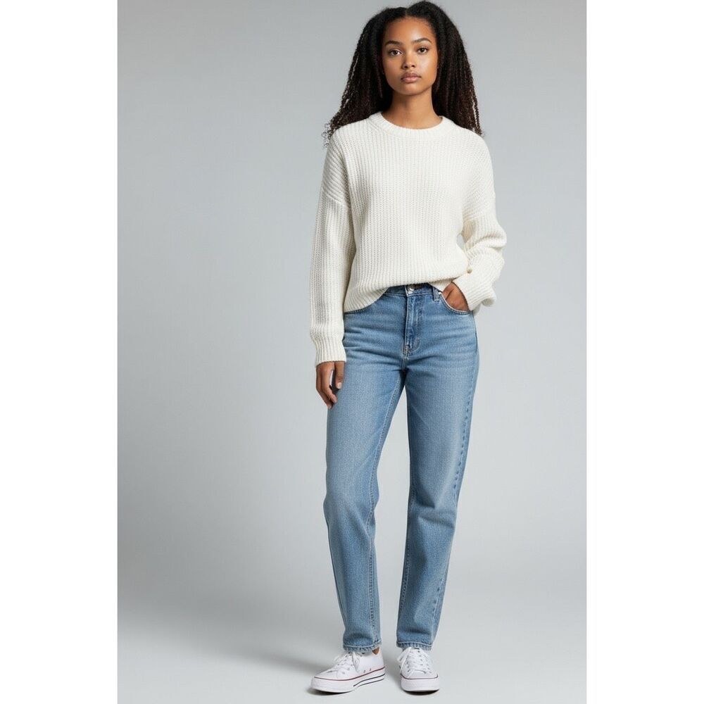 Z Supply Women’s L Lyndon Chunky Knit Pullover Sweater White Cotton Blend
